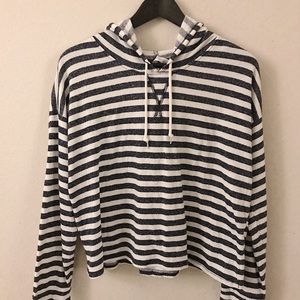 Navy Blue Striped Hoodie